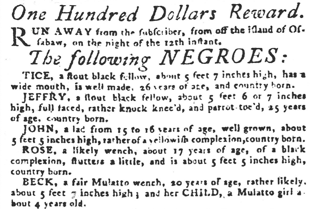 image of runaway ad for Titus (January 1795)