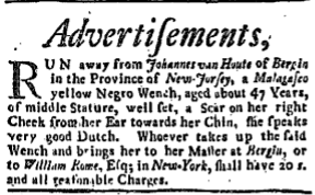 image of runaway ad for Name unrecorded (September 1742)