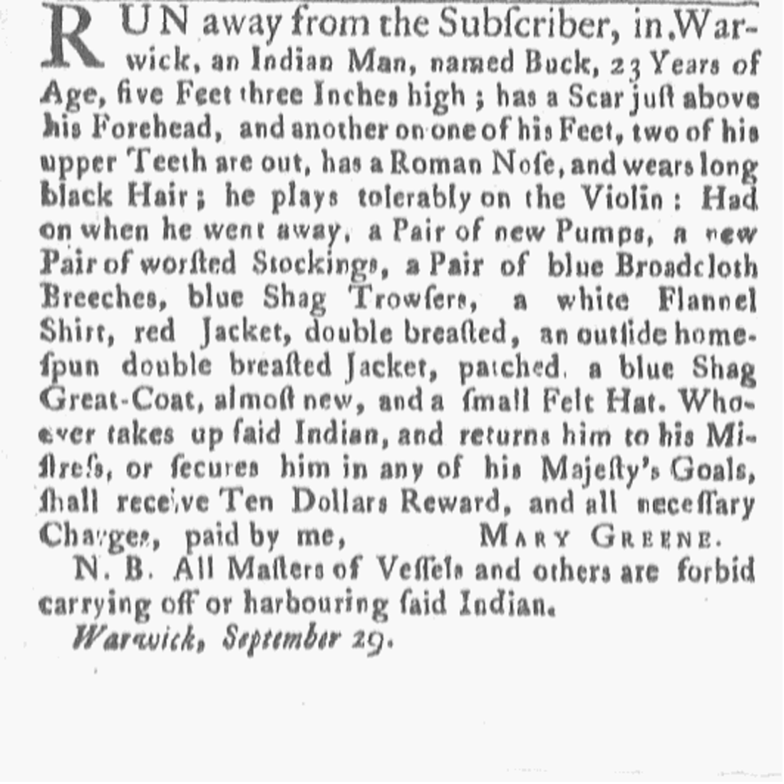 You are currently viewing Buck (October 1773)