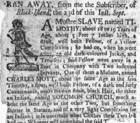 image of runaway ad for Timothy (September 1771)