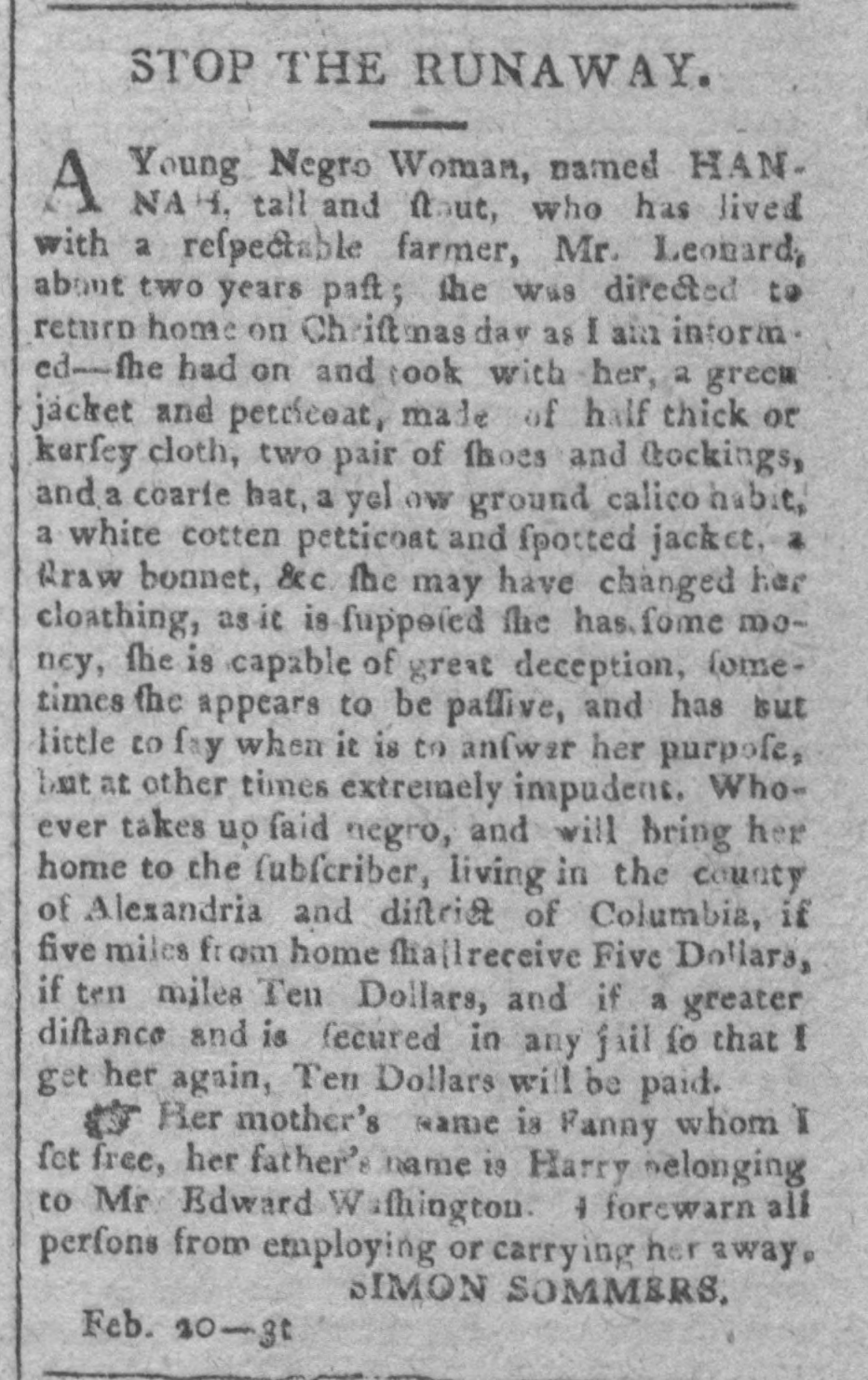 You are currently viewing Hannah (February 1805)