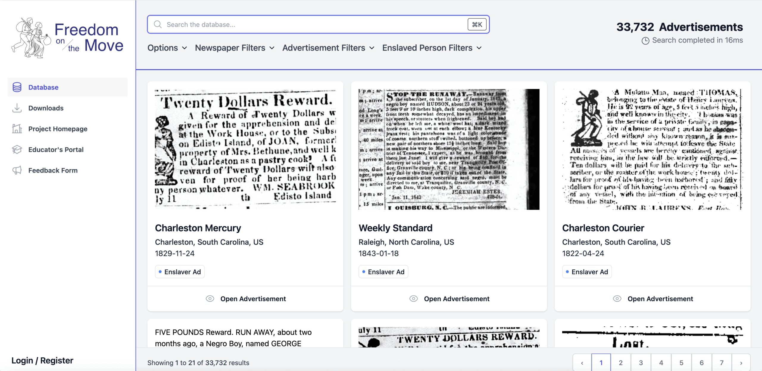 screenshot of Freedom on the move's homepage
