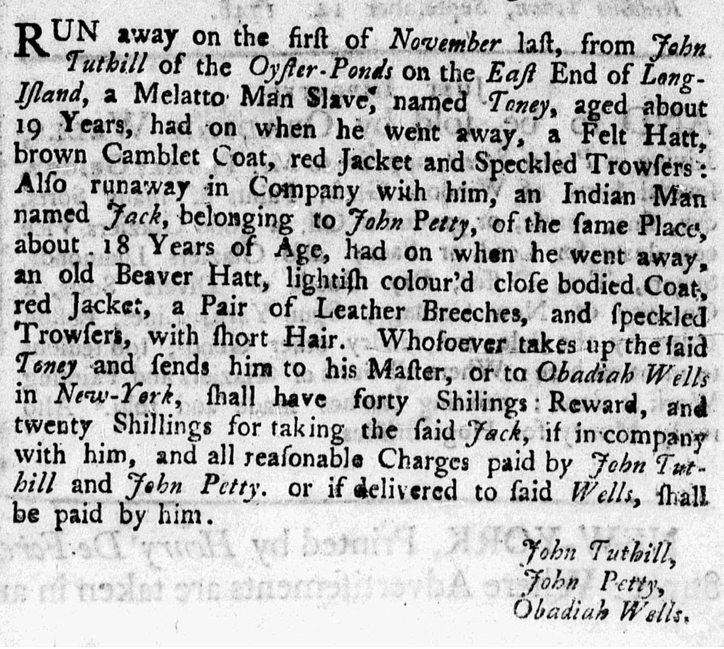 You are currently viewing Toney and Jack (November 1748)