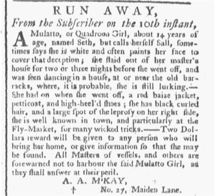 image of runaway ad for Sall (March 1783)