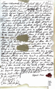 Bill of sale. A piece of parchment with lots of cursive writing.