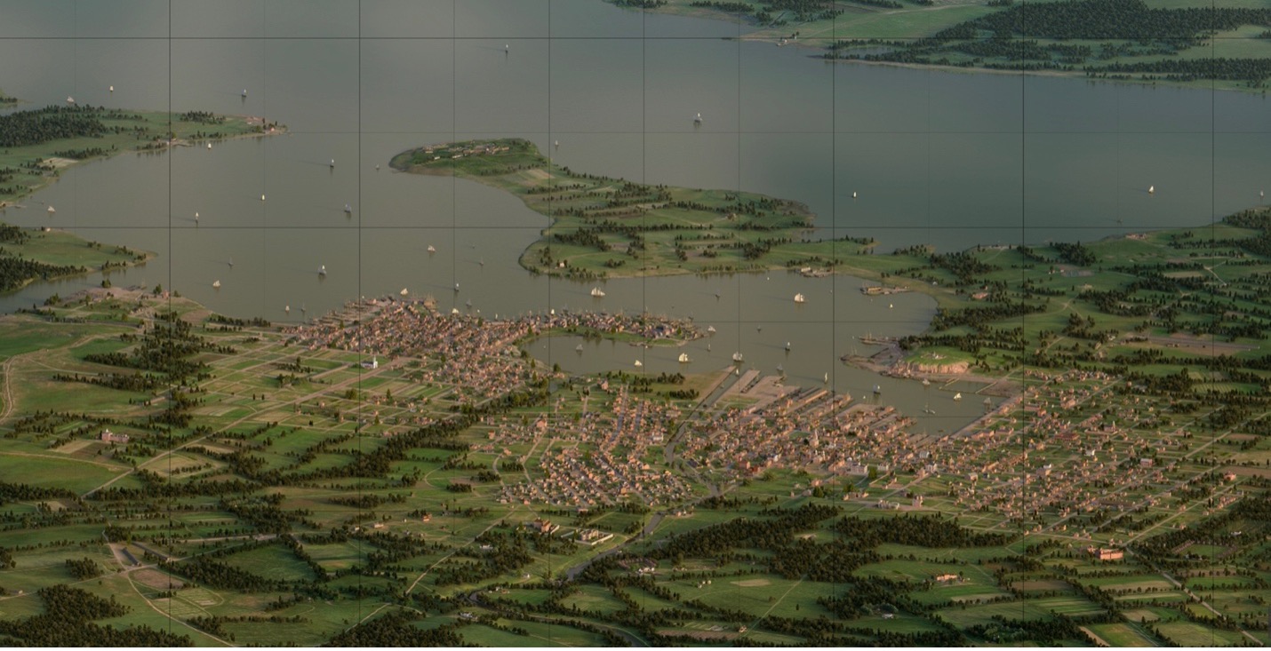 A digital recreation of what the city of Baltimore looked like in the year 1815.