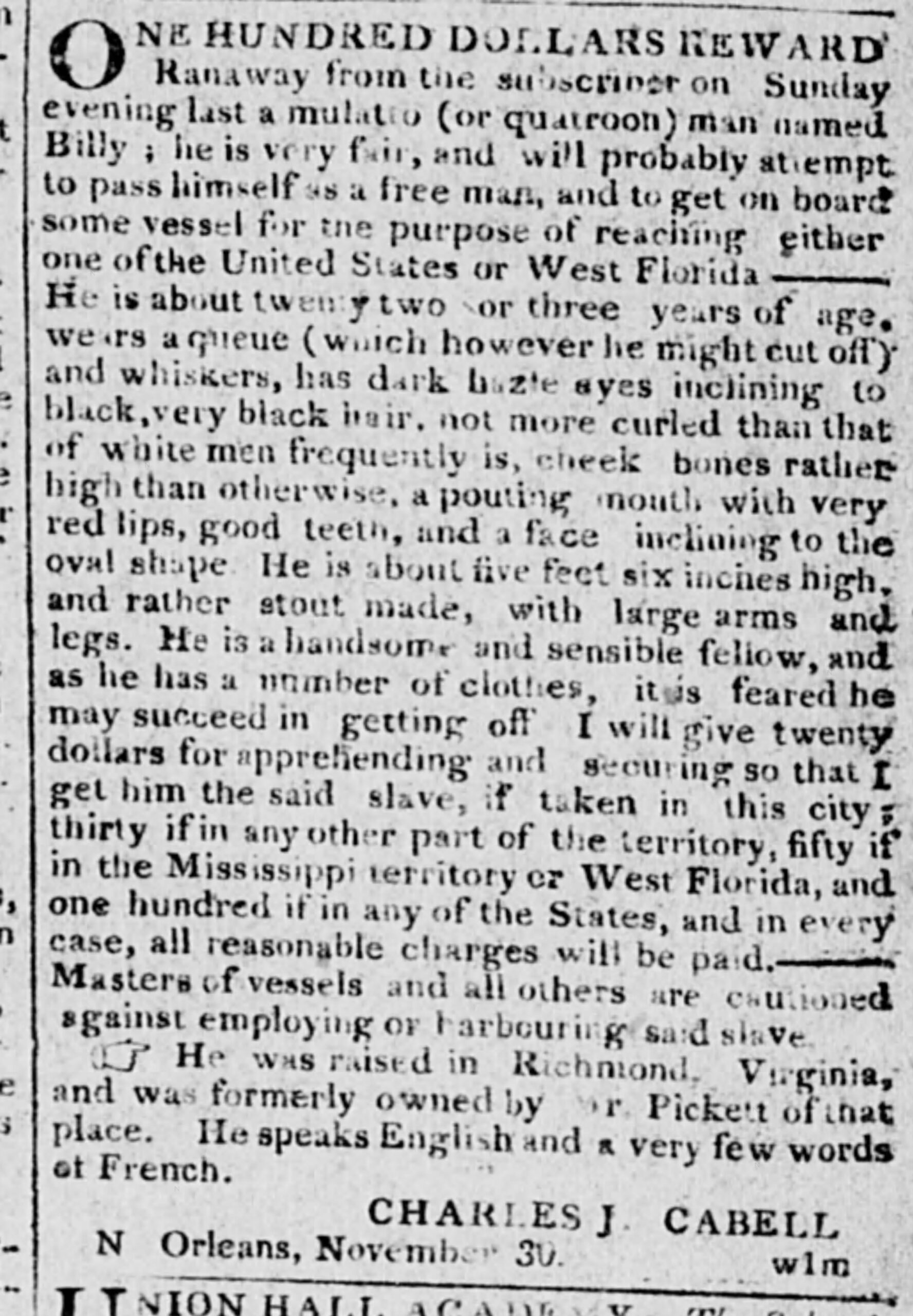 You are currently viewing Billy (November 1810)